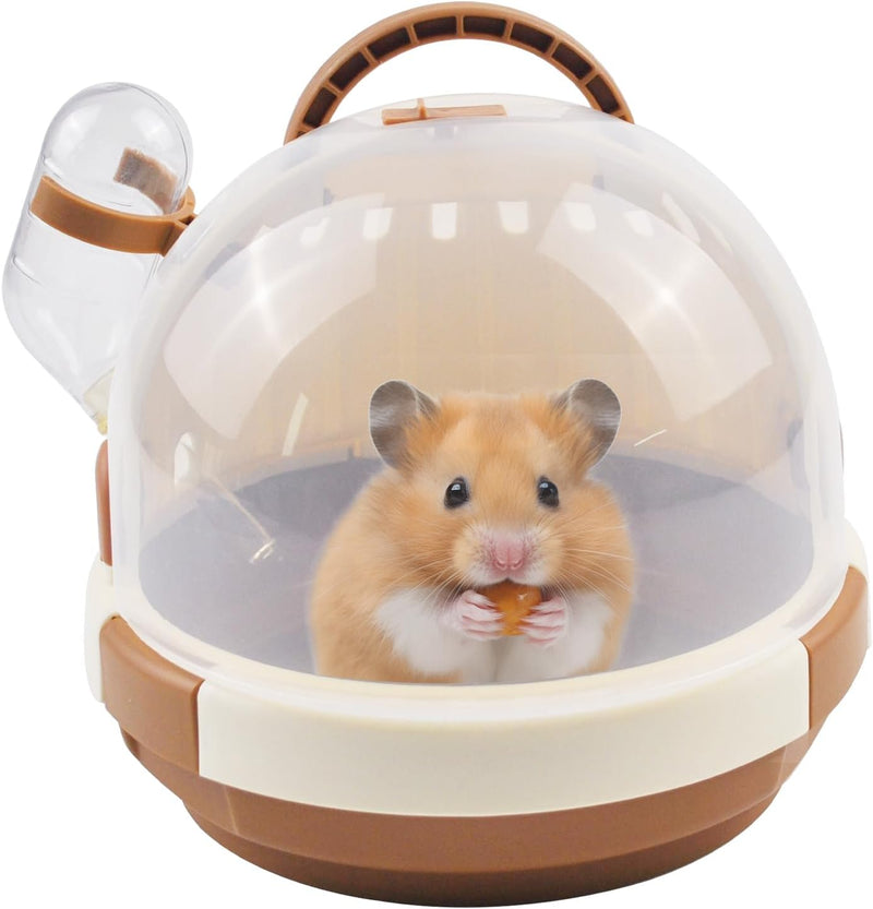 Hamster Carrier Cage Portable Cages Small Animals Carry Travel Case with Water Bottle Plastic Breathable Guinea Pig Outg