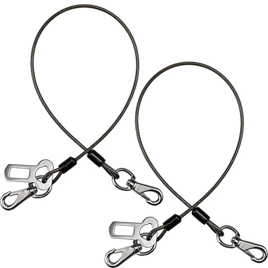 Mi PupJoy 2-in-1 Dog Seat Belt for Car, Chew Proof Pet Safety Belt for Dog, Heavy Duty Dog Car Harness Restraint, Waterproof Coated Steel Wire Dog Leash (Black*2, 32inch/80CM)