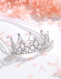 Lovelyshop Pet Series Silver Plated Royal Rhinestone Pearl Full Round Dog/Cat Crown for Rolyal Family Costume Hair Accessories-XSmall Size