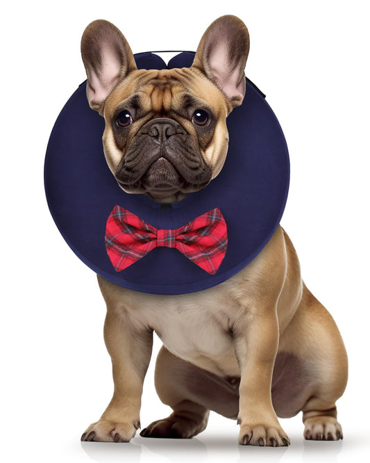 MIDOG Dog Cone Collar for Large Medium Dogs, Soft Inflatable Dog Cone Alternative After Surgery, Adjustable Protective Recovery Cone - Alternative E Collar Does Not Block Vision (Bow Tie,M+)