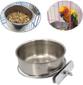 PINVNBY Parrot Feeding Cups Birds Food Dish Stainless Steel Parrot Feeders Water Cage Bowls with Clamp Holder for Cockat