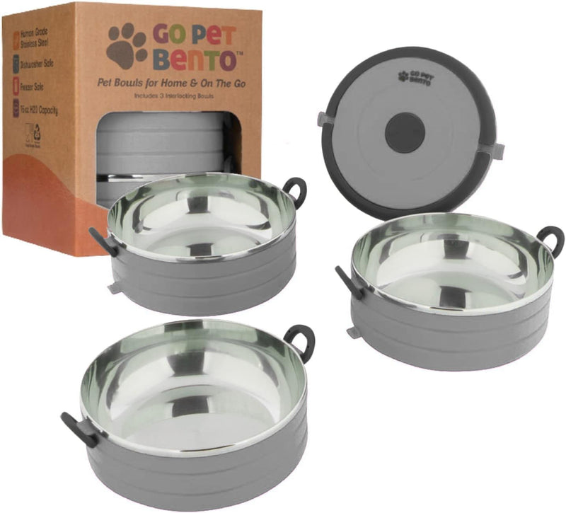 Healthy Human Travel Pet Bento Bowls - Human-Grade Stainless Steel & BPA-Free, Leak-Proof Water & Food Container Set for