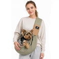 Dog Carrier Sling for Small Dogs & Cats, Puppy Sling Bag with Drawstring Mesh Opening, Safety Clip, Zipper Storage Pockets, Hands-Free Pet Carrier for Travel, Walking, Hiking (Green)
