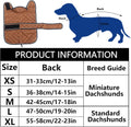 Warm Thermal Quilted Dachshund Coat,Dog Winter Coat with Warm Fleece Lining,Outdoor Dog Apparel with Adjustable Bands for Medium,Large Dog-Brown-L