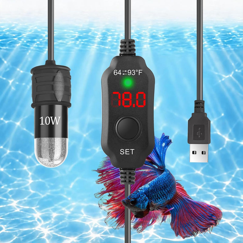 AquaMiracle 5V/2A USB 10W Super Mini Aquarium Betta Heater for Tanks up to 1 Gal