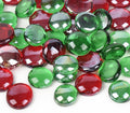 Christmas Flat Glass Marbles, 1Lb Red and Green Glass Gem for Vase Filler, Crafts, Aquarium Pebbles, Fish Tank Decor, Pa