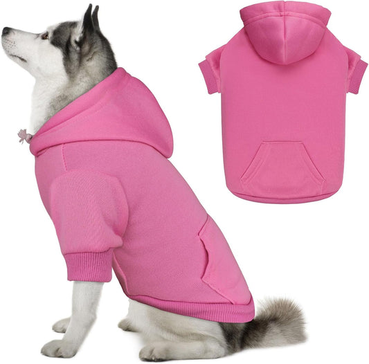 Dog Hoodie Dog Sweaters for Large Dogs Sweater Solid Soft Brushed Fleece Pet Clothes Pet Hoodie Sweatshirt with Pocket(P