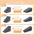 PRIMEPATIO Dog Ramp for Bed, 16.5" H Dog Stairs for High Bed, 2 in 1 Pet Steps for Small Dogs, 3-Step Foldable Transformable Large Cats Ramp to Get on Couch, Non-Slip Balanced, Grey