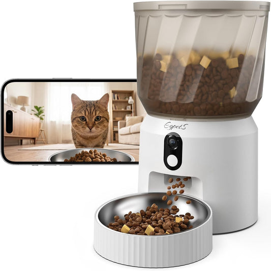 Automatic Cat Feeder with Camera, 2K Video, WiFi, Backup Power, 4L