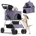 Magshion Foldable Pet Stroller, 3-in-1 Dog Travel Jogger with Detachable Carrier, Cup Holder, Storage Basket, Folding Carrier for Small/Medium Dogs & Cats Up to 33 lbs, Plaid