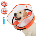 Avont 2-in-1 Inflatable Dog Cone Collar with Transparent Shield, Soft Donut E-Collar Alternative After Surgery to Stop Licking, Recovery Cone for Large Dogs - Swimring (L)