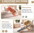 Luciphia Wooden Dog Ramp for High Bed 65.7" Extra Long Solid Wood Pet Ramp with Non-Slip Mat & Safety Side Rails 5-Level