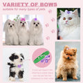 Naturahand 22 Pieces Cute Dog Hair Bows with Elastic Rubber Bands, Small Puppy Hair Accessories with Butterfly Flower Pearls Double Bow for Pets Dogs Cats Hair Grooming (Purple and Pink)
