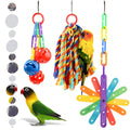 QUOZUO Small Bird Toys Parakeet Cage Accessories, Parakeet Toys, Swing Hanging Standing Chewing Toy, Bird Toys for Parakeets, Cockatiel, Parrot, 4pcs