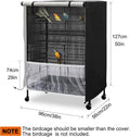 GeerDuo Bird Cage Cover, 600D Universal Parrot Cage Cover for Night, 100% Shading Oxford Cloth with Waterproof PU Coating Layer, Adjustable Soft Airy Nylon Mesh Net
