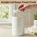 Dog Treat Container Airtight - 5 Inch Wide x 9 Inch Tall Ceramic Dog Treat Jar for Kitchen Counter with Airtight Lid - 7 Cup Capacity Pet Treat Container - Cute Doggie Cookie Jar - Big Treats Canister