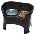 Neater Feeder Deluxe Mess-Proof Elevated Dog Bowls for Large Dogs (40+ lbs), 2 Height Adjustable (14.5” & 17.5”) No-Spill Raised Dog Bowl Stand, Stainless Steel Food Bowl Set, Made in USA, Black