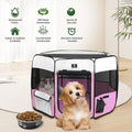 X-ZONE PET Dog Playpen Portable Pet Play Pens for Puppies, Cat, Rabbit, Chicks, Foldable Exercise Play Tent Kennel Crate, Indoor/Outdoor Travel Camping Pink Small