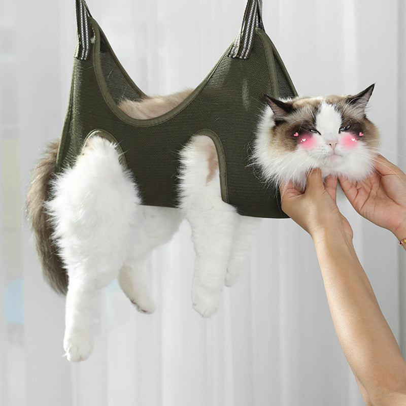 1 Piece Cat Sling with 2 Hooks, Cat Bathing Bag, Dog Grooming Hammock, Lanyard for Nail Trimming and Bathing and Grooming for Dogs and Cats