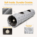 LUCKITTY Geometric Straight Cat Tunnel with Plush Inside,Cats Toys Collapsible Tunnel Tube with Balls, for Rabbits, Kittens, Ferrets,Puppy, Diameter 9.8 Inch
