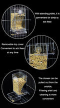 Bird Parrot Feeders,No Mess Bird Feeder for Cage,Automatic Acrylic Parakeet Feeder Cage Accessories for Small Birds Parr