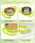 BNOSDM 2 PCS Stainless Steel Bird Bowls Bird Feeding Dish Water Cups Perch Stand Hanging Parakeet Food Container Food an