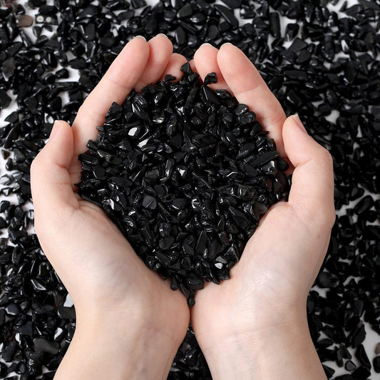 MAIBAOTA Natural Black Obsidian Crystal Quartz Rocks Chips Vase Filler Rocks for Succulent Plant Small Fish Tank Aquariu