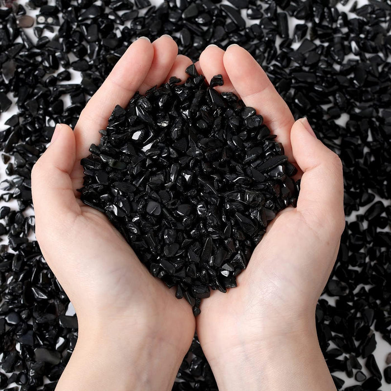 MAIBAOTA Natural Black Obsidian Crystal Quartz Rocks Chips Vase Filler Rocks for Succulent Plant Small Fish Tank Aquariu