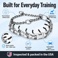 AKDNZ No Pull Dog Collar - 3mm (18"-24" Inches) Heavy Duty Stainless Steel Dog Training Collar, Adjustable Fit with Quick Release Buckle for Small, Medium & Large Dogs, 2 Extra Links