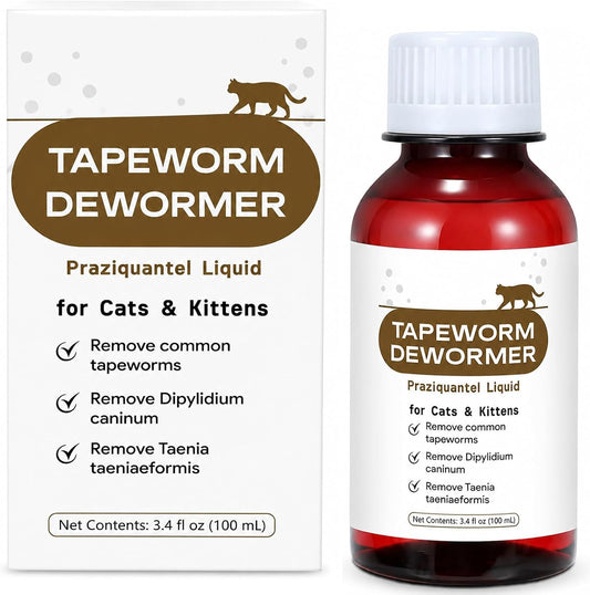 AETHER Cat Dewormer for Cats & Kittens 6 Weeks and Older, Tapeworm Care Formula for Feline Worm Control, Oral Solution f