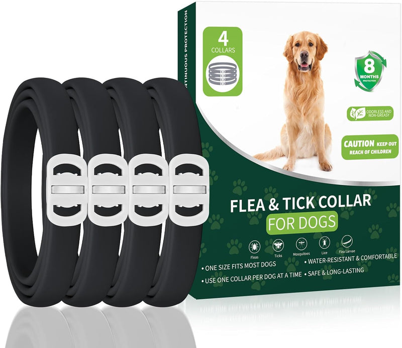 Flea and Tick Prevention for Dogs, 4-Pack Flea Collars, 32-Month Protection