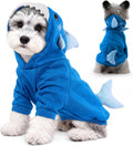 Lelepet Dog Costume Shark, Warm Fleece Dog Halloween Hoodie, Blue, M