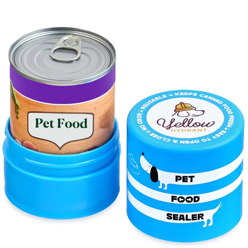 Yellow Hydrant The Original Canned Dog Food Storage Container Patent Pending Reusable Airtight Can Cover Pet Food Sealer - Keeps Dog Food Can Fresh in the Fridge, Eliminates Odor, Easy to Use