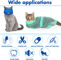Kritkin 9 Pcs Cat Bathing Bag Set Cat Shower Bag Anti Bite and Scratch for Pet Grooming Washing Brush Comb Muzzle Nail Clipper Nail File Tick Tool(Blue, Turquoise)