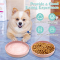 Apatal Silicone Dog Bowl Shallow Cat Food Bowls 7" Wide Puppy Plates Whisker Fatigue Pet Feeding Dishes Set of 2 for Dry Food and Wet Food Indoor (Round Pink)