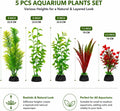 5 PCS Aquarium Plants, Artificial Fish Tank Decorations, 5.5-9 Inch Plastic Aquarium Plants with Weighted Bases, Realist