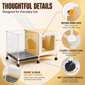 Rabbit Cage Indoor, 29.1" Bunny Cage with Pull-Out Tray, Raised Mesh Floor, Clear Front Door, Lockable Wheels & Divider 