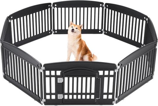 Sweetcrispy Dog Playpen, Plastic Puppy Pet Fence, 8 Panels