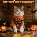 KOOLTAIL Halloween Cat Sweater for Cats Only, Knit Pumpkin Ghost Costume, M