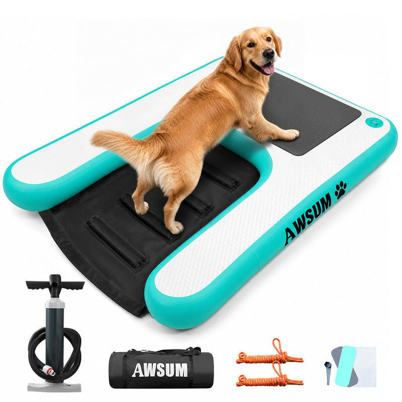 AWSUM Inflatable Dog Water Boat Ramp Large Dock Floating Ladder for Dogs Up to 200lbs On Water Float Steps for Lakes Easy Access Dog Pool Ramp with Anti-Slip EVA