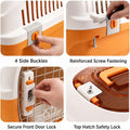 Hard Cat Carrier for Large Cats up to 20 lbs, Top Loading Plastic Pet Travel Kennel with Hard Shell, Metal Wire Door, Ro