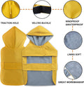 Dog Raincoat Small Dog Rain Jacket Waterproof Pet Rain Suit Double-Layered Poncho Hooded Warm Lining Leash Hole Adjustab