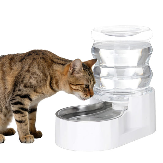 RIZZARI 4L Stainless Steel Gravity Water Dispenser for Cats and Small Dogs, No Filter Automatic Pet Water Bowl, Low Maintenance Indoor Hydration Station for Apartments and Busy Pet Owners