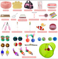 BERXOL 47PCS Kitten Essentials Starter Kit, Ideal for Cats Under 6 Months, Featuring 21-Piece Toy Set, Bed, Carrier, Litter Box, Bowls & More, for New Cat Owners - Pink