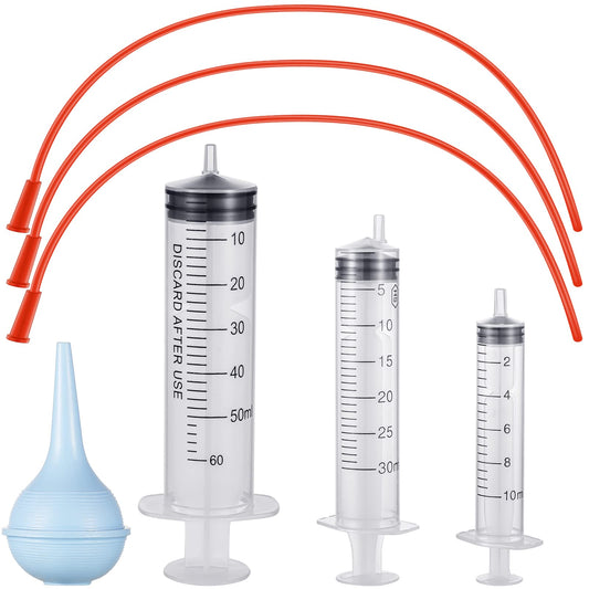 7 Pack Tube Feeding Kit for Puppies Puppy Feeding Tube Include 3 Pack 8 FR Red Give Food Pipes 3 Pack 10 ml 30 ml 60 ml Syringes Bulb Syringe for Lamb Goat Small Dog Whelping Kitten Measuring Watering