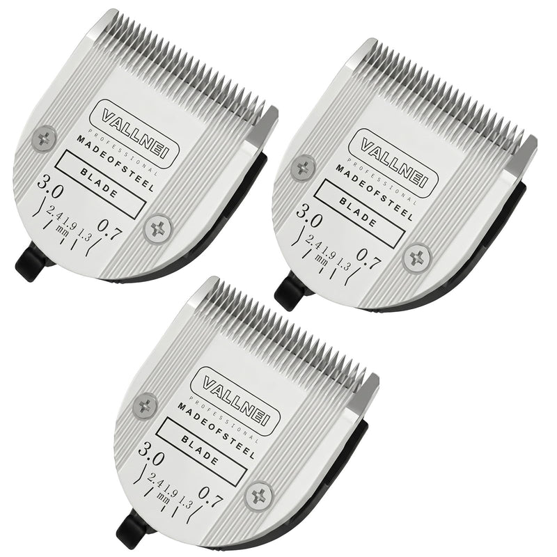 VALLNEI [3 Pack] 5-in-1 Professional Animal Clipper Blades for Wahl Arco, Bravura, Chromado, Creativa, Figura, Motion & SuperGroom, Detachable Adjustable Dog Cat Pet Grooming (Silver)
