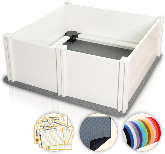 48"x 48" Whelping Box Kit for Dogs and Puppies with Rails,Suitable for Large/Medium Dogs,White
