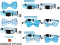 2 Pcs Boy Cat Collar with Bell Breakaway Cat Collars Cute Kitten Bow Tie Collar Adjustable Small Puppy Safety Collar Solid Color Plaid Pet Collar (Blue)
