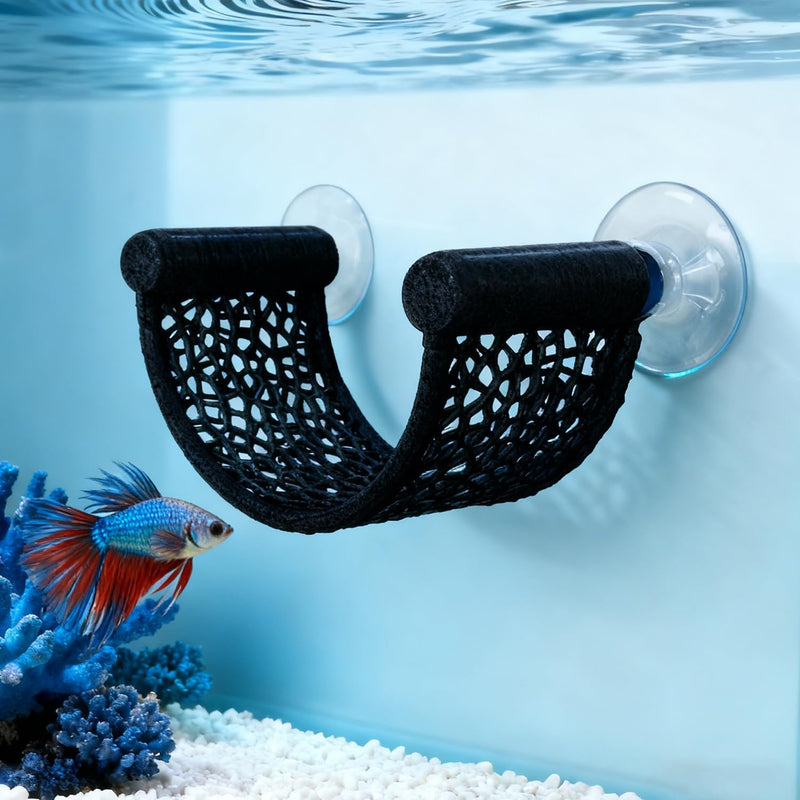 Betta Fish Hammock, White Floating Resting Leaf with Suction Cup - Aquarium Perch Ledge for Bettas, Shrimp, and Nano Fis