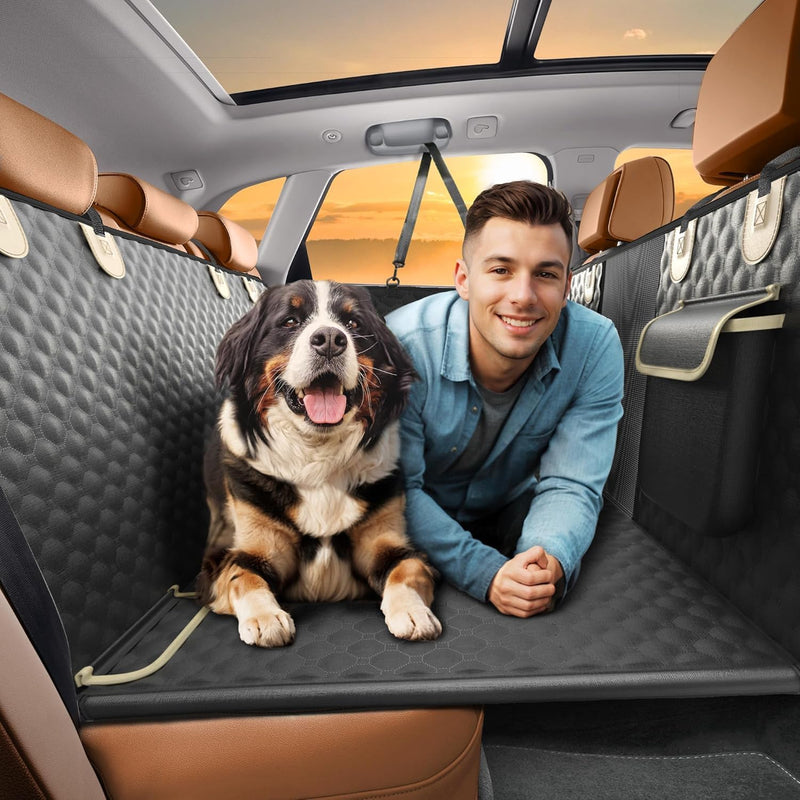 SHARLOVY Back Seat Extender for Dogs, Heavy Duty Dog Car Seat Cover for Back Seat and Aggressive Chewer, Large Hard Bott